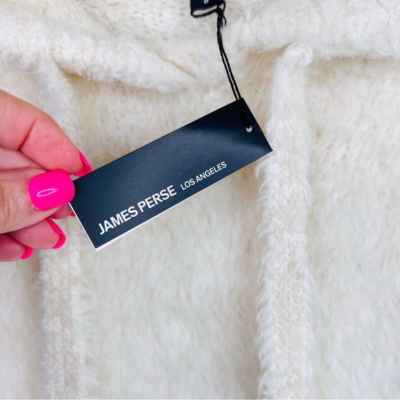 NWT James Perse Crème Fuzzy Wool Blend Sherpa Hooded Hoodie Sweater - Picture 7 of 16